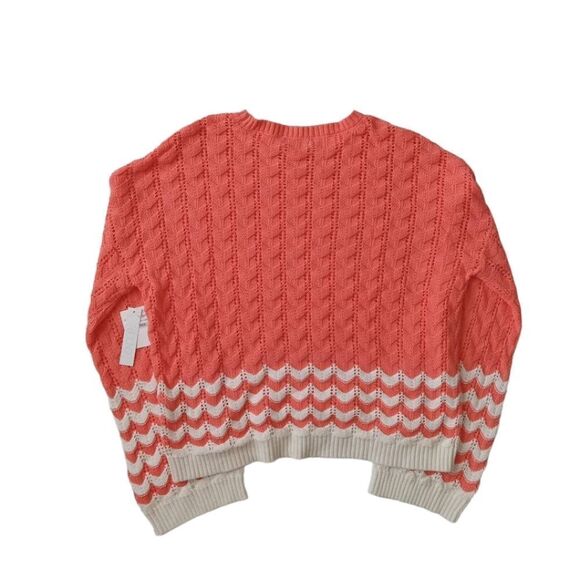 Abound Orange and Ivory Crew Neck Knit Long Sleeve Pullover Sweater Women's XL - Picture 3 of 13